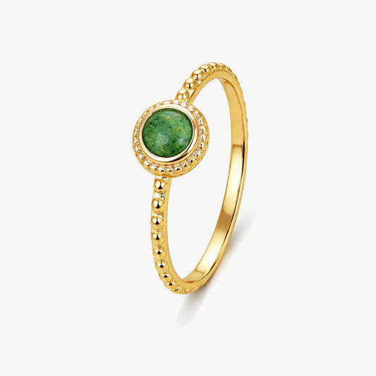 Lily Silver Aventurine Adjustable Ring