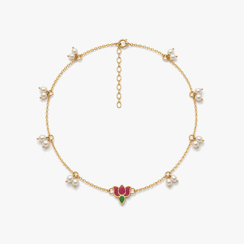 Alyn Silver Lotus Anklet
