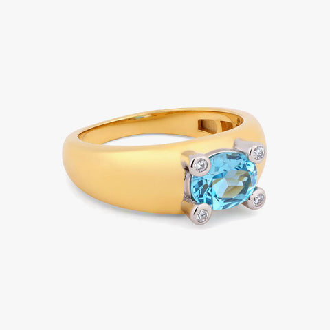 Ivy Silver Topaz Adjustable Two Tone Ring
