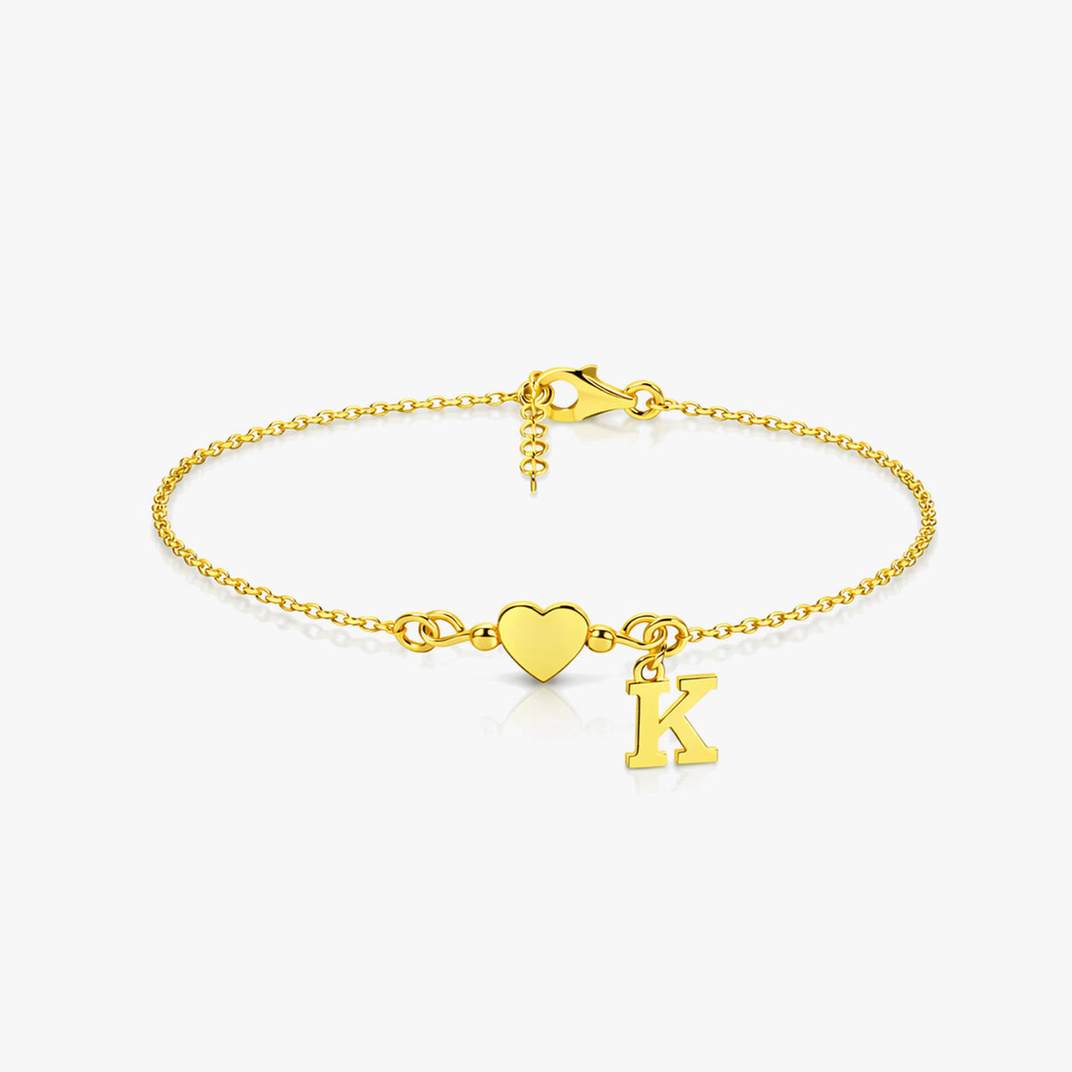 Aven Silver Custom Letter Heart Bracelet
