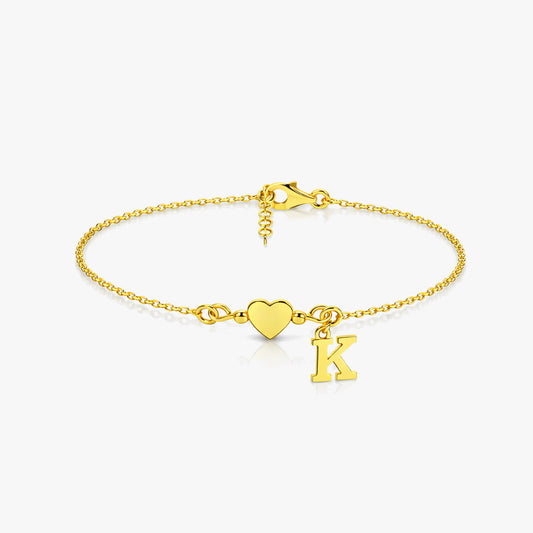 Aven Silver Custom Letter Heart Bracelet
