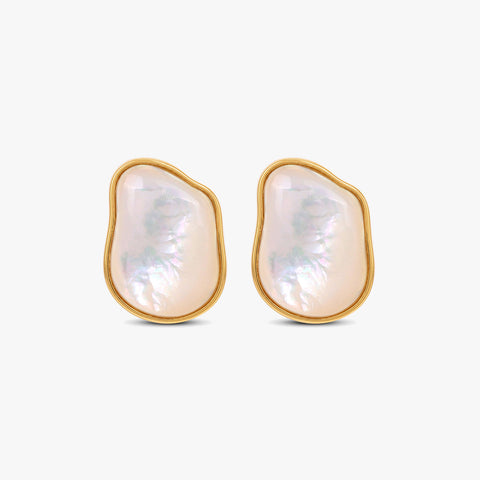 Roe Silver Shell Pearl Earrings