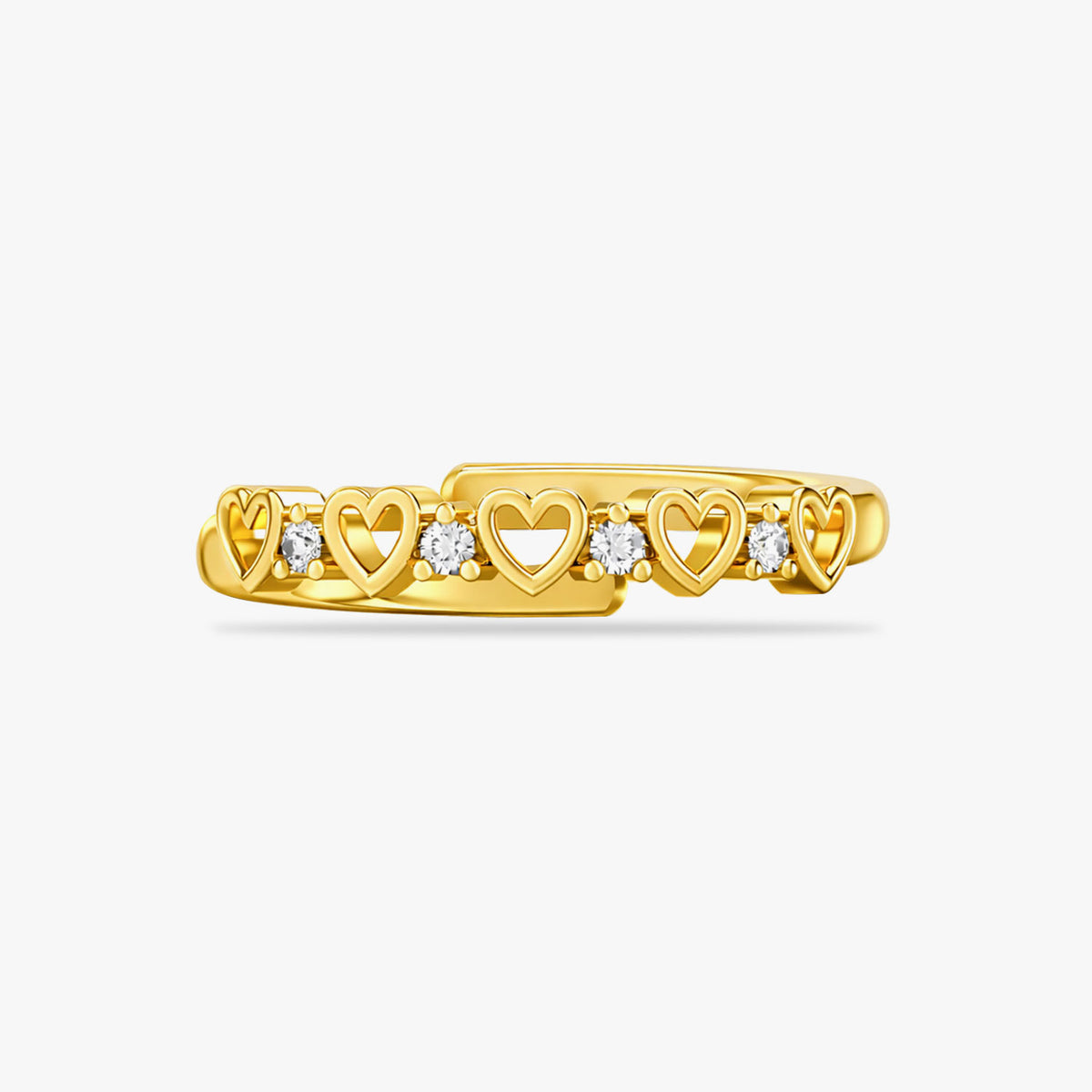 Dami Silver Heart Zirconia Adjustable Ring