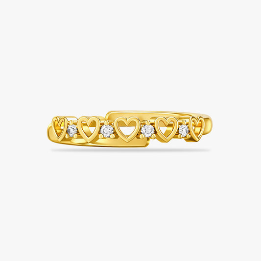 Dami Silver Heart Zirconia Adjustable Ring