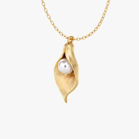 Anna Silver Pearl Leaf Necklace