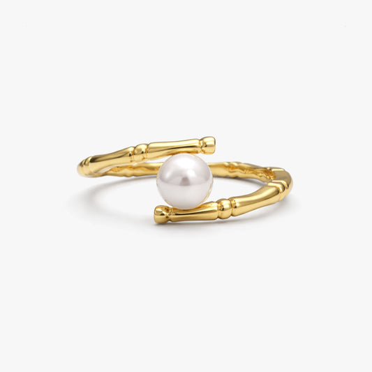 Lily Silver Pearl Adjustable Ring