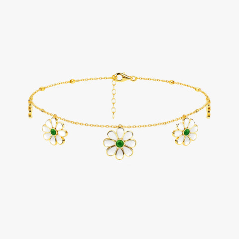 Arna Silver Floral Anklet