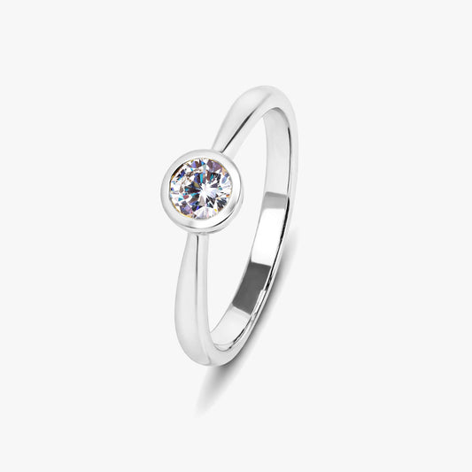 Sara Silver Diamond Adjustable Ring