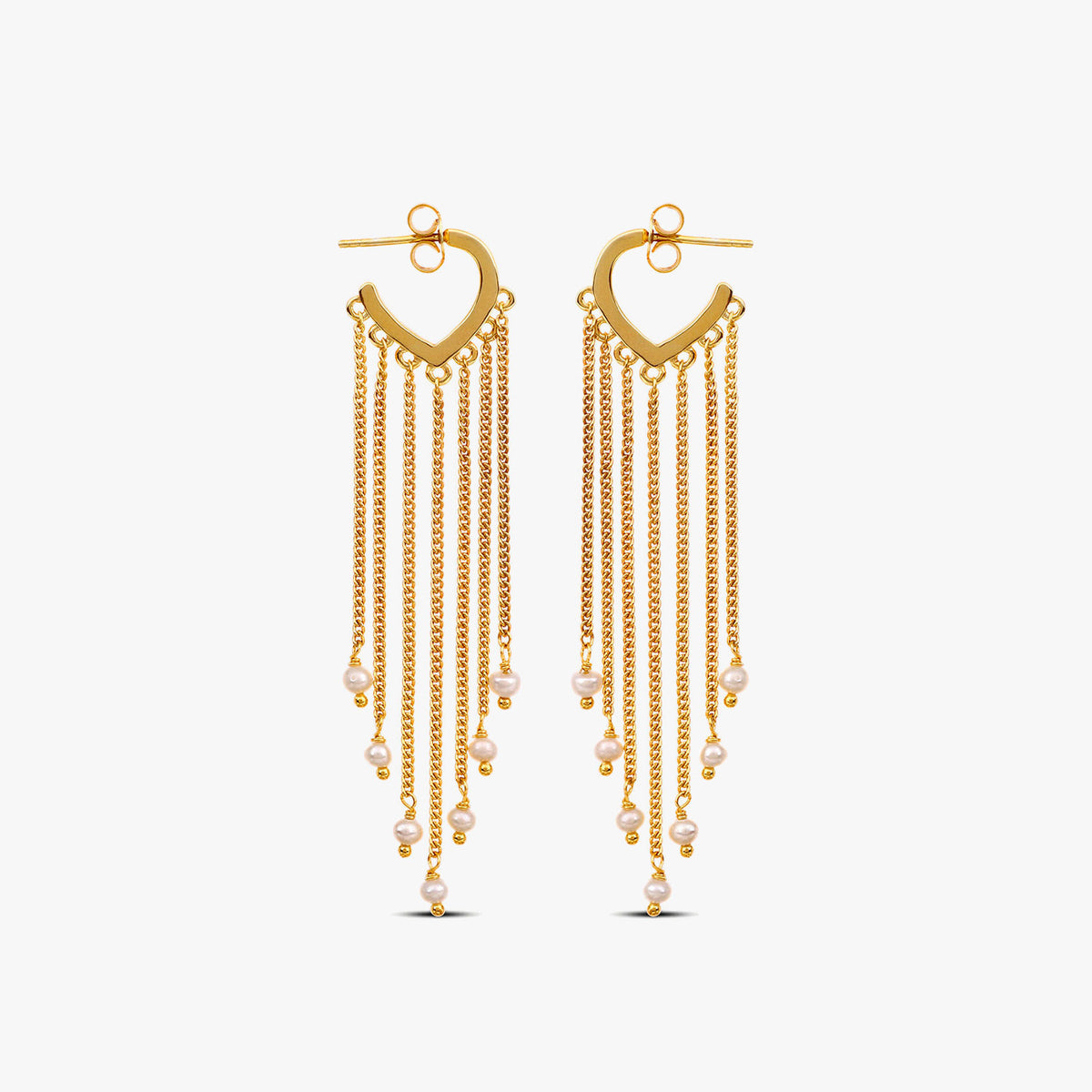 Kira Silver Huggies Pearl Earrings