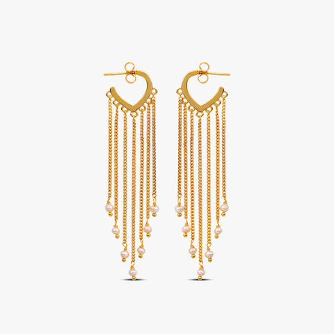 Kira Silver Huggies Pearl Earrings