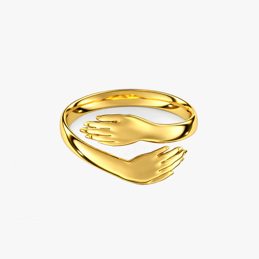 Nora Silver Hug Hands Adjustable Ring