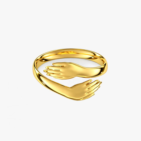 Nora Silver Hug Hands Adjustable Ring