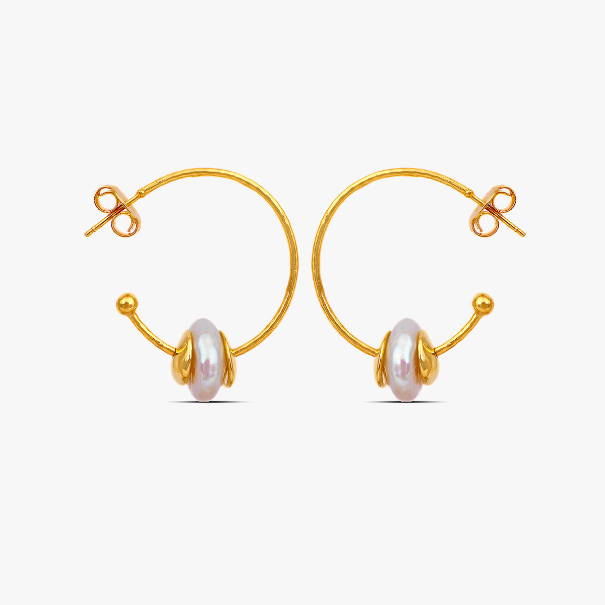 Juno Silver Huggies Pearl Earrings
