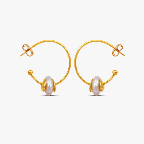 Juno Silver Huggies Pearl Earrings
