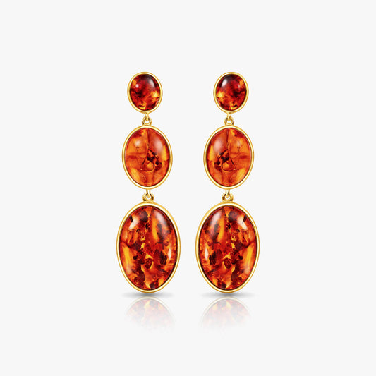 Rosa Silver Amber Earrings