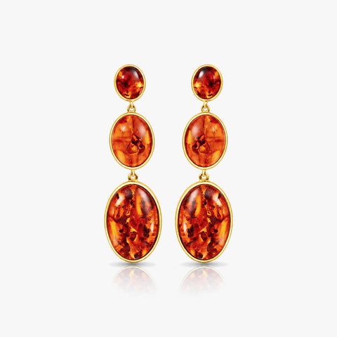 Rosa Silver Amber Earrings