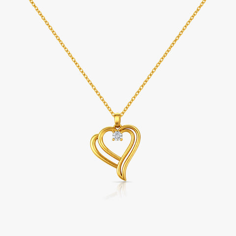 Brin Silver Heart Zirconia Necklace