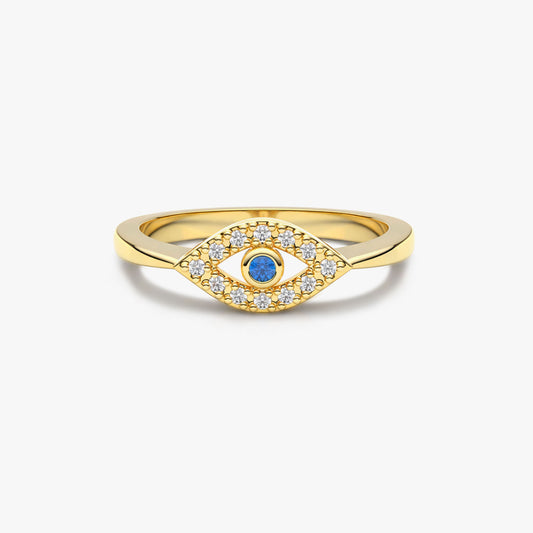Veya Silver Adjustable Evil Eye Ring