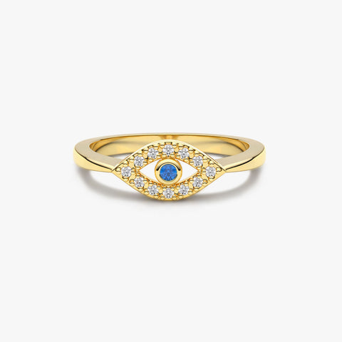Veya Silver Adjustable Evil Eye Ring