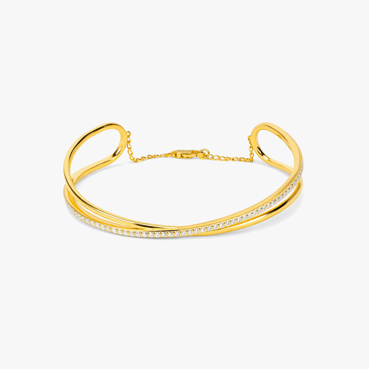 Hemi Silver Zirconia Bangle