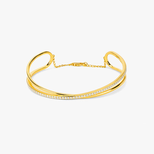 Hemi Silver Zirconia Bangle