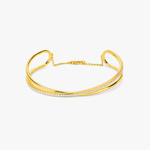 Hemi Silver Zirconia Bangle