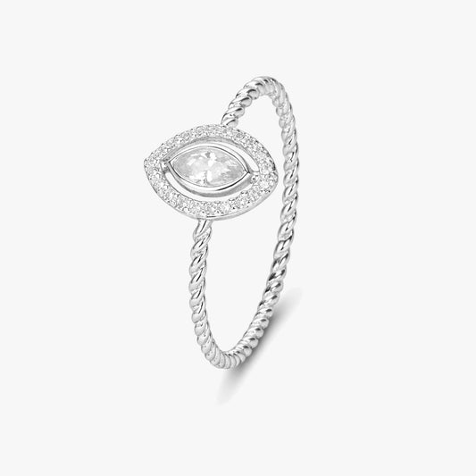Mia Silver Zirconia Adjustable Ring