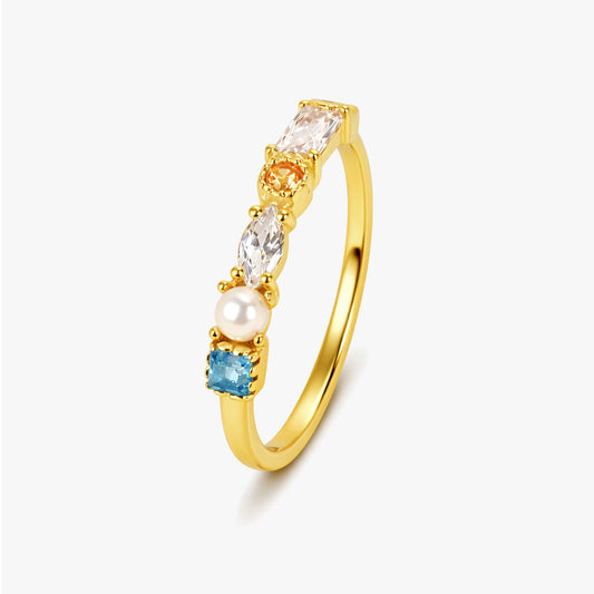 Ava Multi Gemstone Adjustable Ring