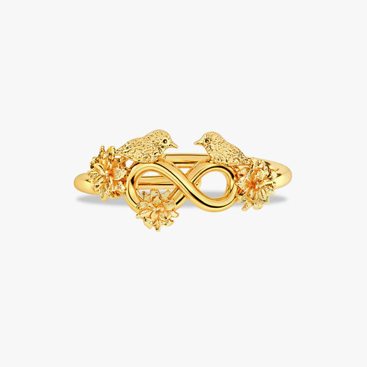 Aery Silver Birds Adjustable Ring