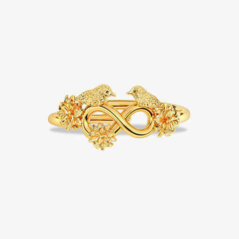 Aery Silver Birds Adjustable Ring