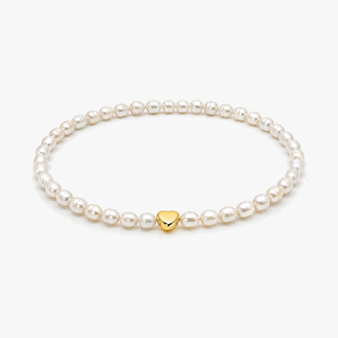 Myna Silver Pearl Heart Necklace