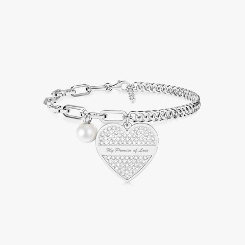 Cyna Silver Pearl Bracelet