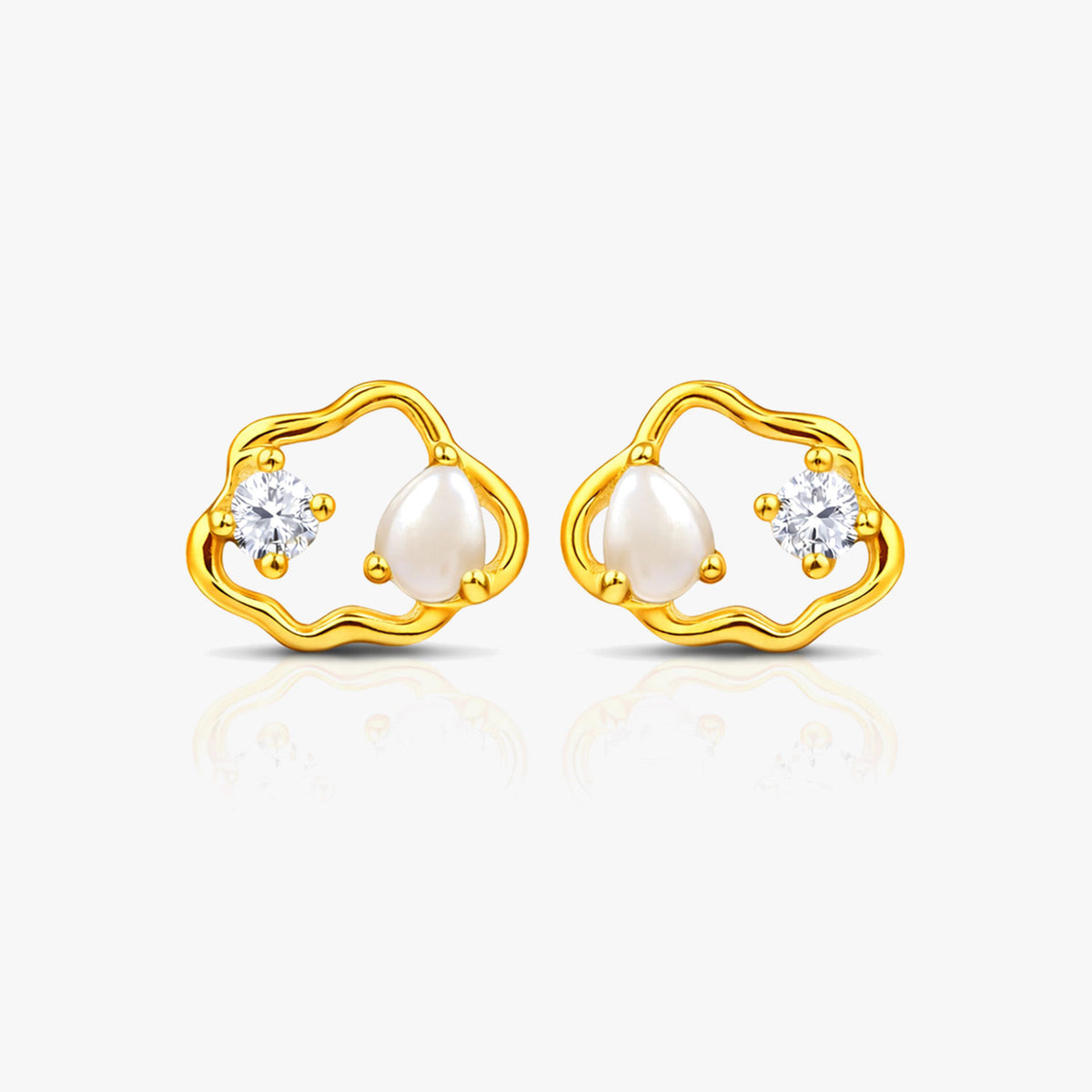 Lily Silver Zirconia Pearl  Earrings