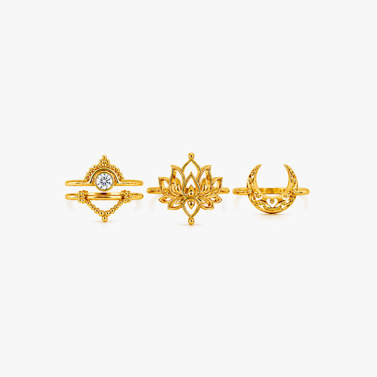 Lily Silver Adjustable Ring Set