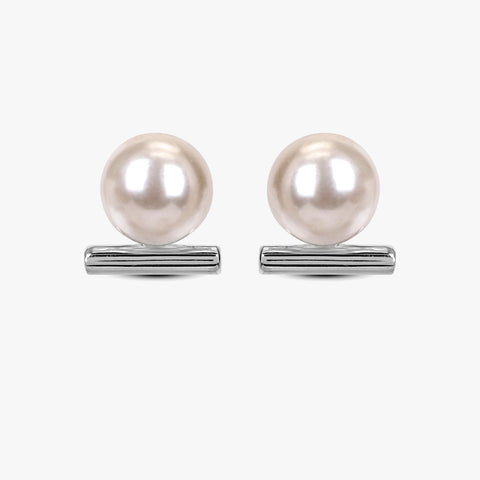 Bela Silver Round Pearl Earrings