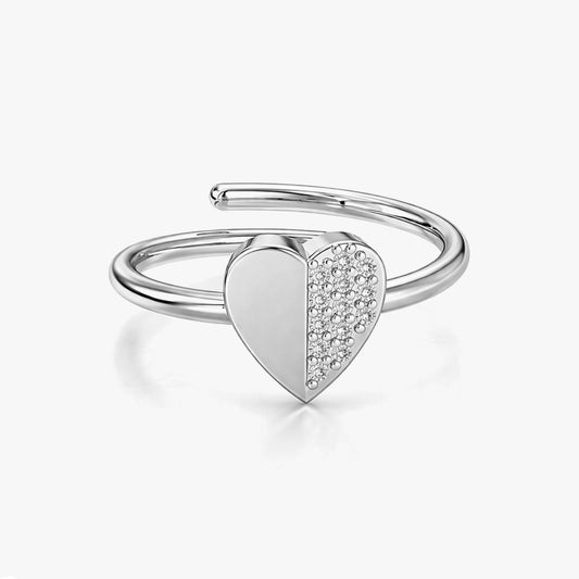 Meya Silver Heart Adjustable Ring