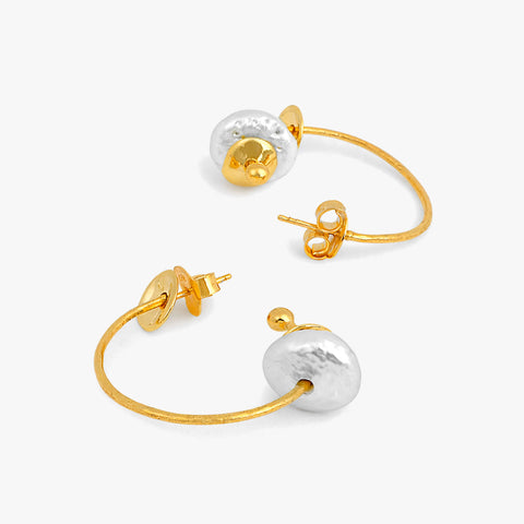 Juno Silver Huggies Pearl Earrings