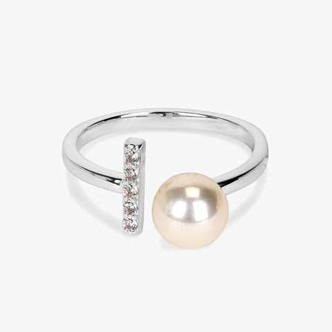 Poi Silver Pearl Adjustable Ring