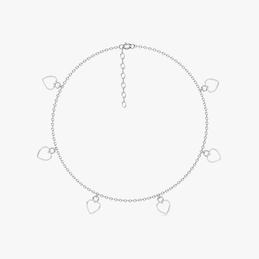 Qeya Silver Heart Anklet