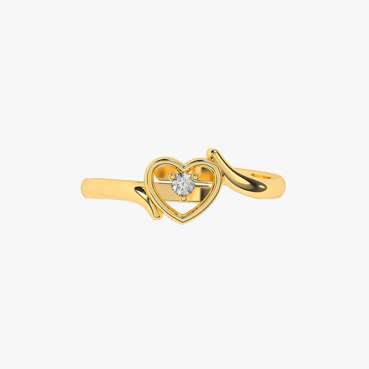 Euni Silver Heart Zirconia Adjustable Ring
