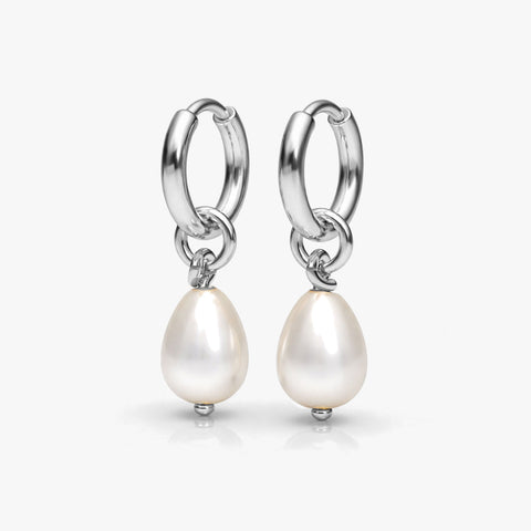 Kate Silver Round Pearl Earrings