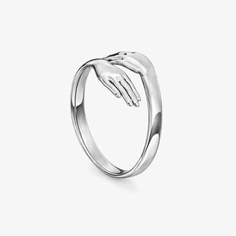 Nora Silver Hug Hands Adjustable Ring