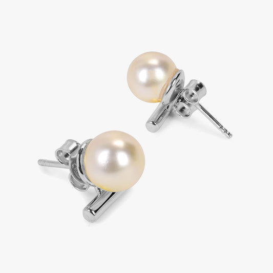 Bela Silver Round Pearl Earrings