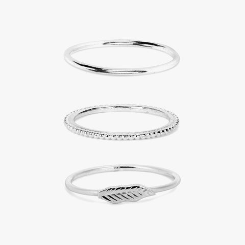 Cora Silver Adjustable Rings Set
