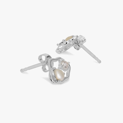 Lily Silver Zirconia Pearl  Earrings