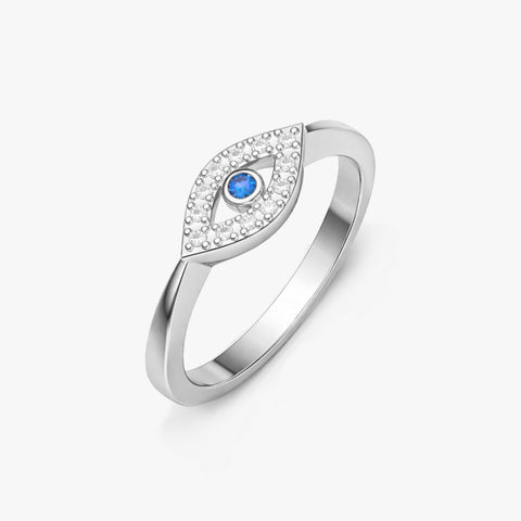 Veya Silver Adjustable Evil Eye Ring