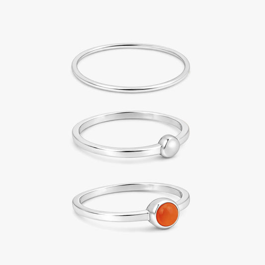 Nyra Silver Adjustable Ring Set