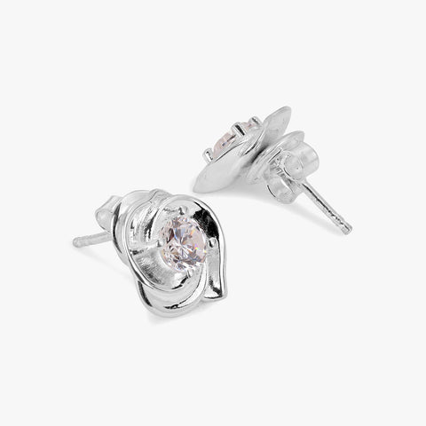 Ria Silver Diamond Stud Earrings