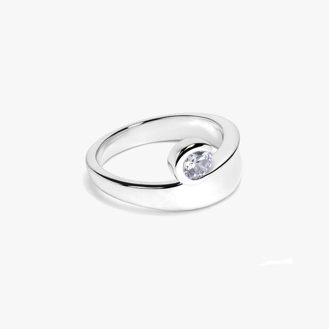 Sia Silver Diamond Adjustable Ring