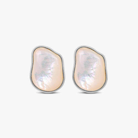 Roe Silver Shell Pearl Earrings
